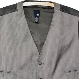 J.Ferrar Mens Grey Herringbone Suit Vest Waistcoat XXL 6 Button V-Neck Formal